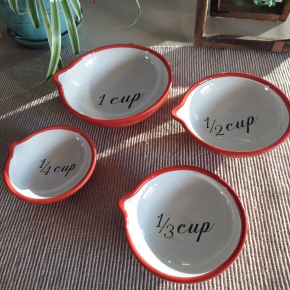 Mary Lake-Thompson Ceramic Measuring Cups Red Nesting One Hundred 80 Degrees - Picture 9 of 10